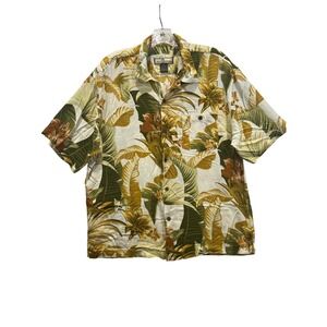 S&D Bahamas Mens XL Tropical Palm Floral Rayon Short Sleeve Button Down Shirt